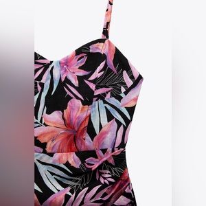 Zara Tropical Print corset Midi Dress.
